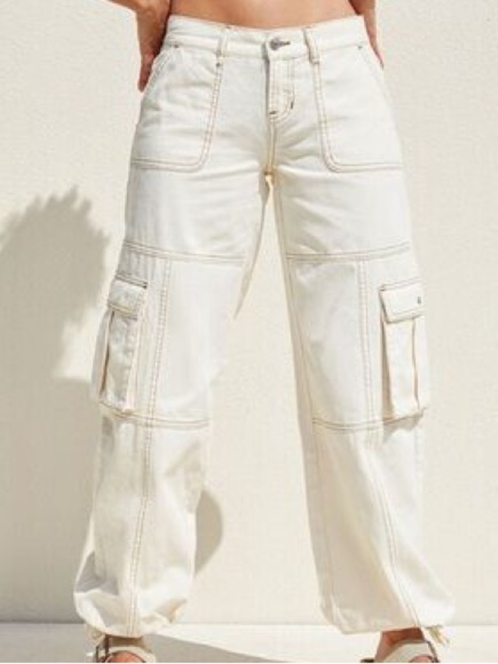 PacSun Low Rise Wide Leg Cargo Drawstring Hem Pants Size 27 NWOT